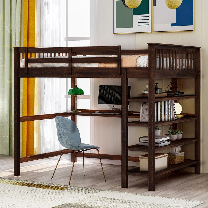 Brithny Loft Bed with Built-in-Desk by Harriet Bee