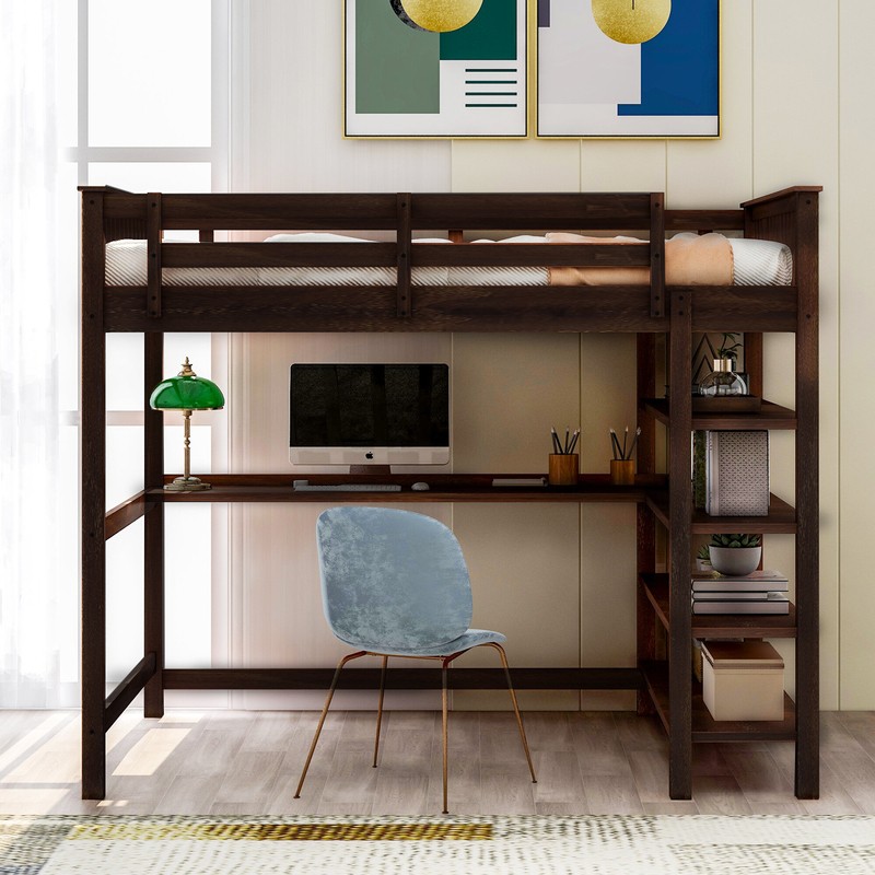 Brithny Loft Bed with Built-in-Desk by Harriet Bee