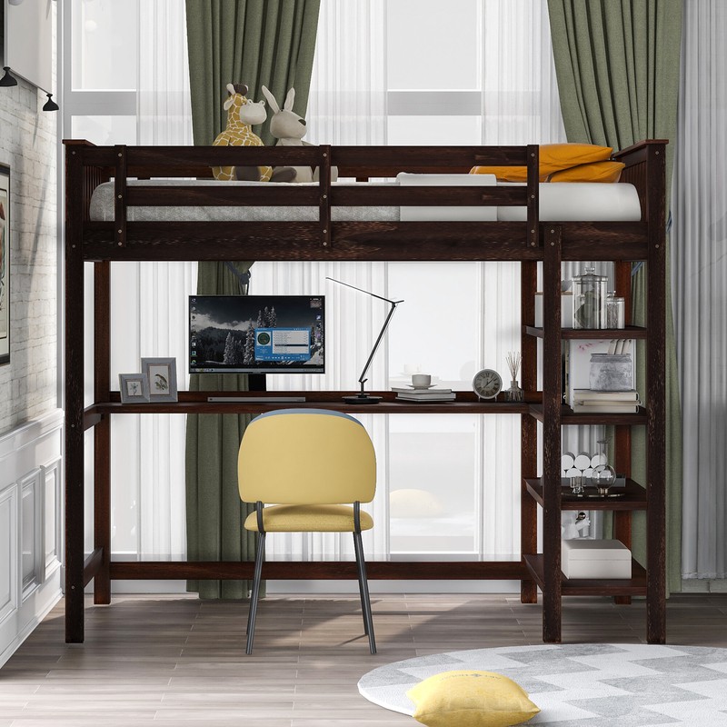 Brithny Loft Bed with Built-in-Desk by Harriet Bee