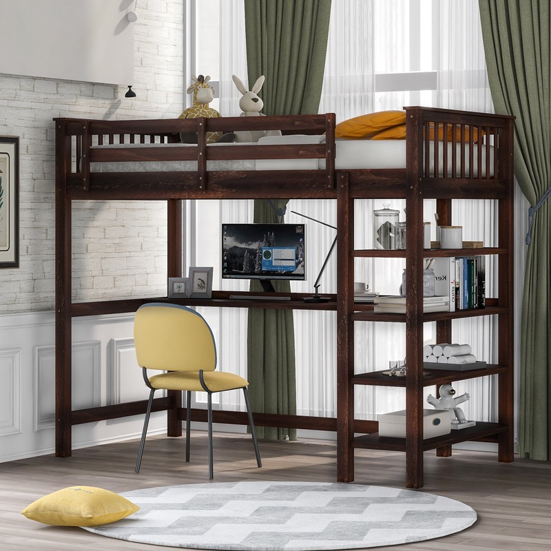 Brithny Loft Bed with Built-in-Desk by Harriet Bee