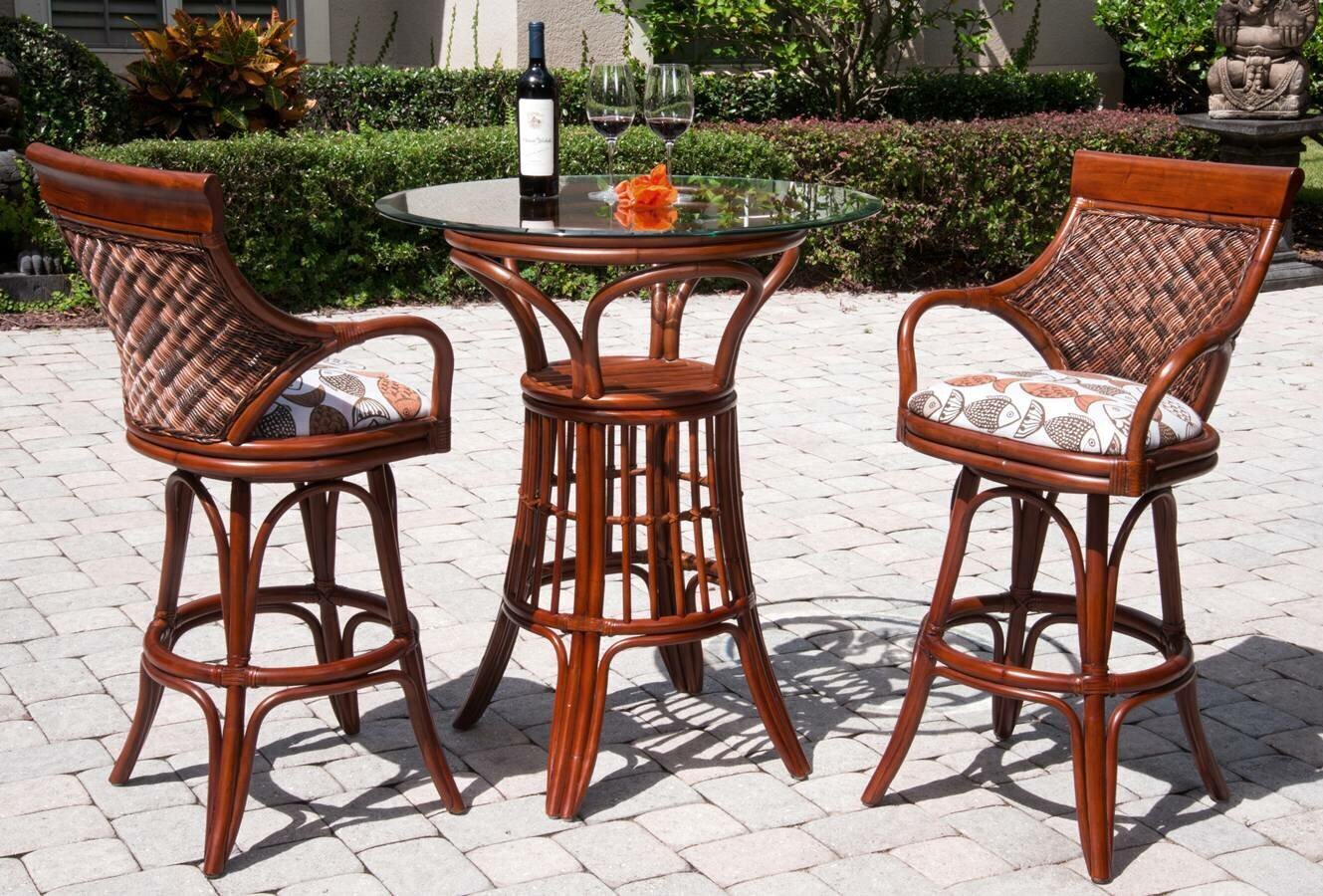British Colonial Style Wicker and Rattan Bar Stool