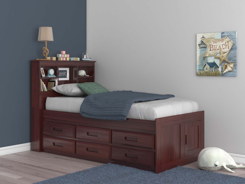 Bronwyen 12 Drawer Solid Wood Bed with Bookcase by Harriet Bee