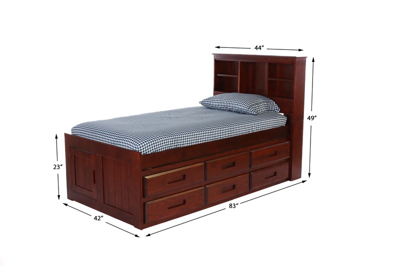 Bronwyen 12 Drawer Solid Wood Bed with Bookcase by Harriet Bee
