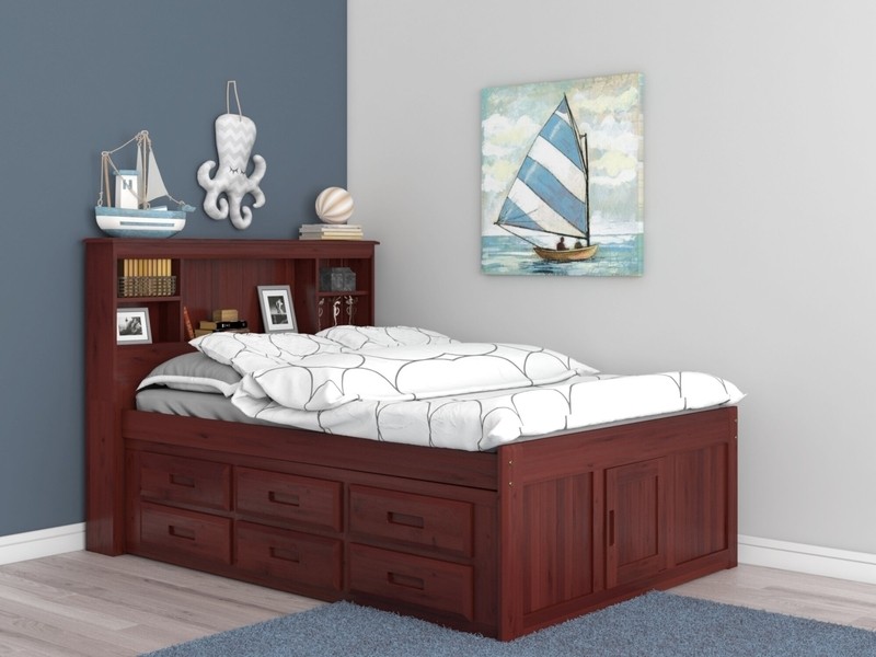 Bronwyen 12 Drawer Solid Wood Bed with Bookcase by Harriet Bee