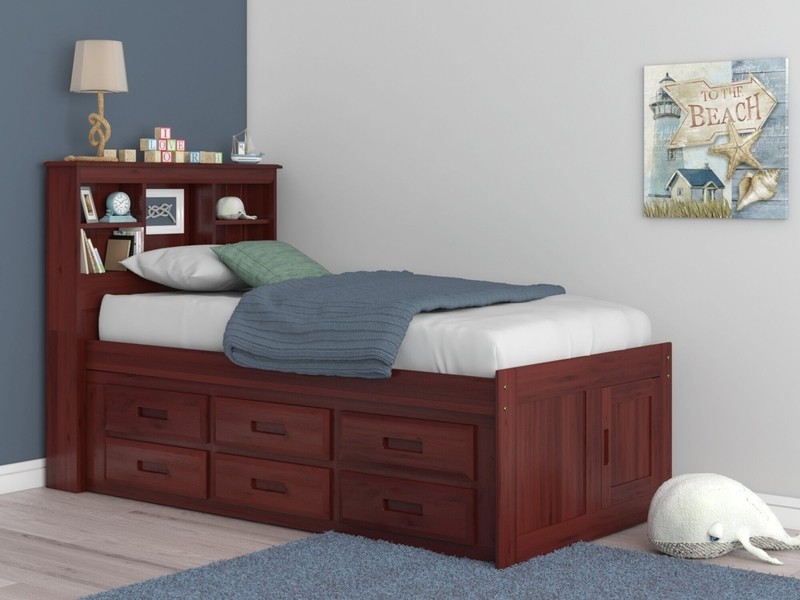 Bronwyen 12 Drawer Solid Wood Bed with Bookcase by Harriet Bee