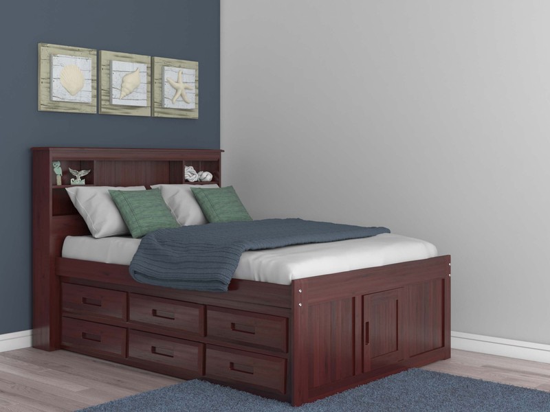 Bronwyen 12 Drawer Solid Wood Bed with Bookcase by Harriet Bee