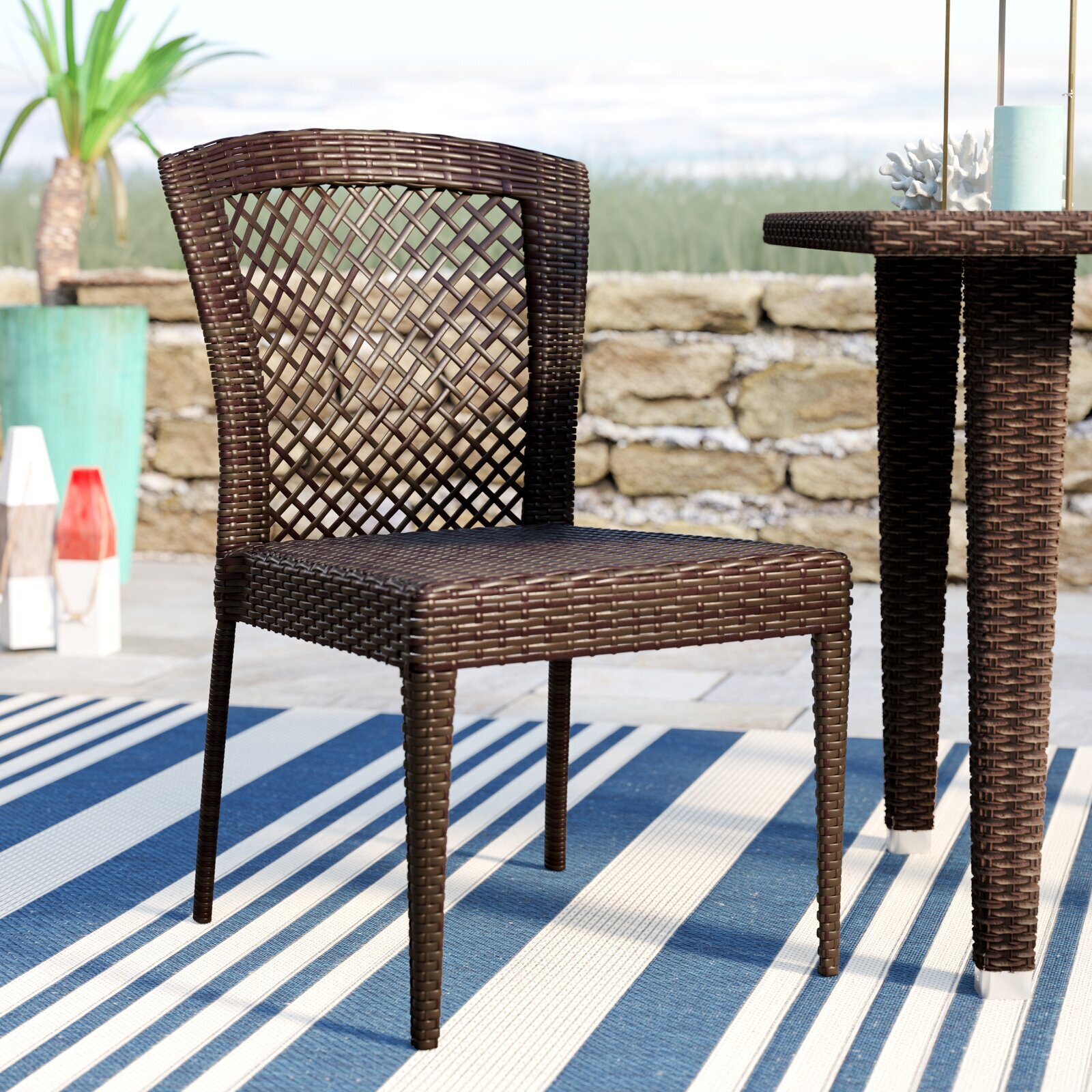 Brown Wicker Stacking Chairs