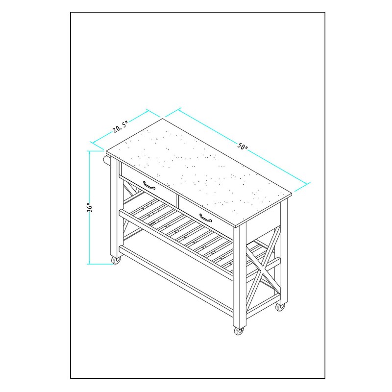 Brycen 48.5'' Wide Rolling Kitchen Cart with Marble Top