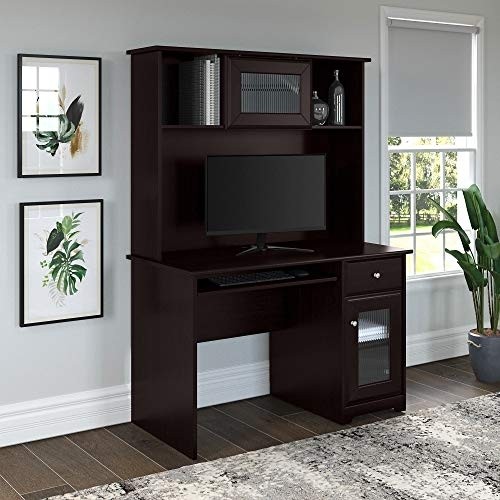 Bush Furniture Cabot Small Computer Desk with Hutch and Keyboard Tray, 60W, Espresso Oak