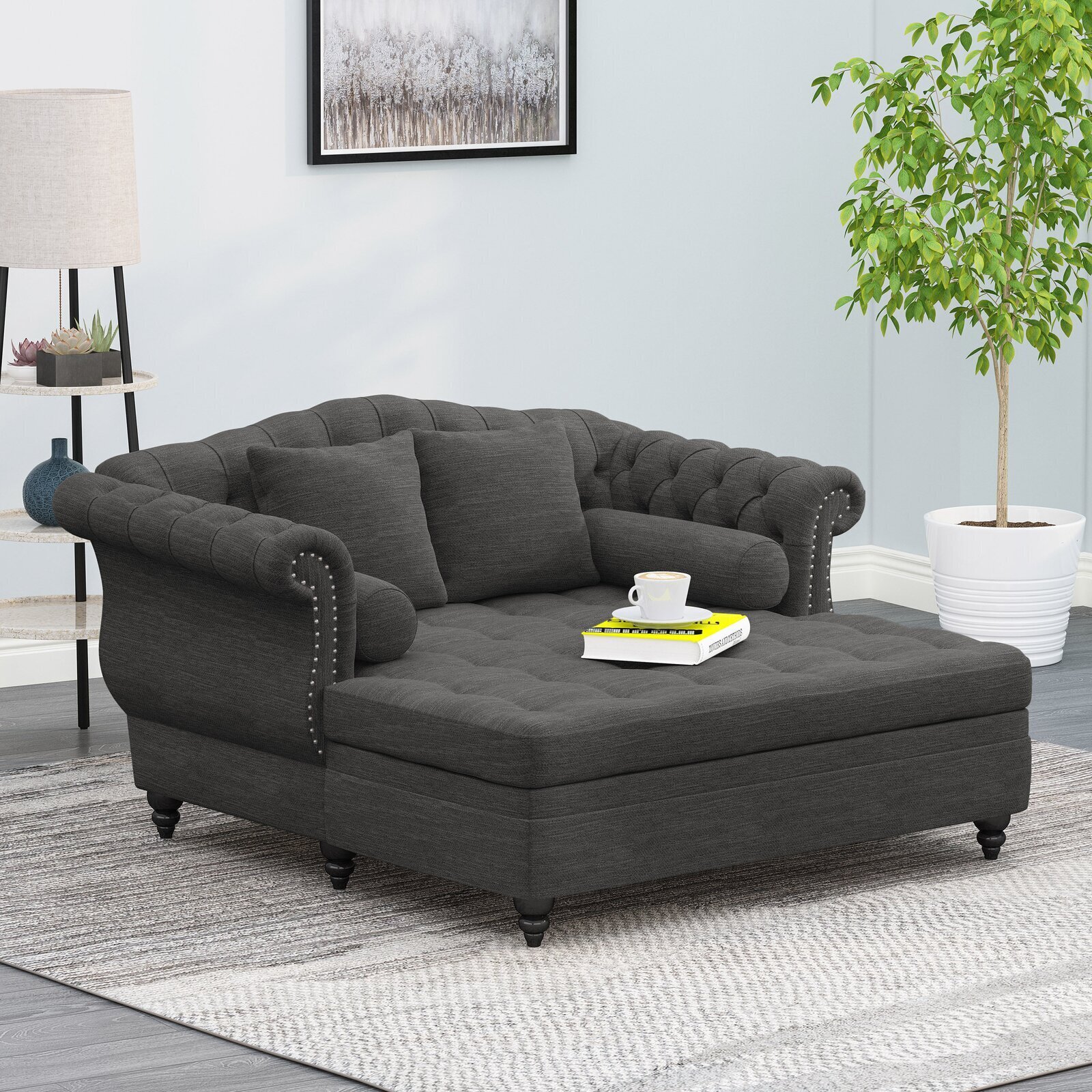 Button Tufted 2 Person Chaise Lounge