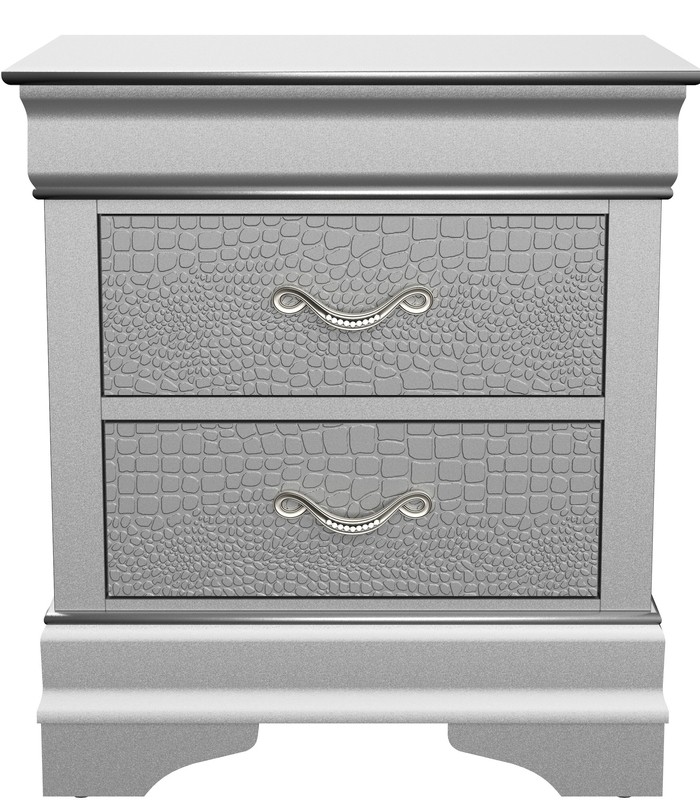 Cahill 24'' Tall 2 - Drawer Solid Wood Nightstand in Silver