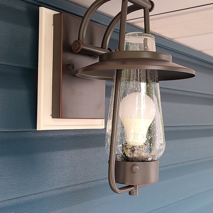 Calhern Satin Bronze Seeded Glass Outdoor Wall Lantern