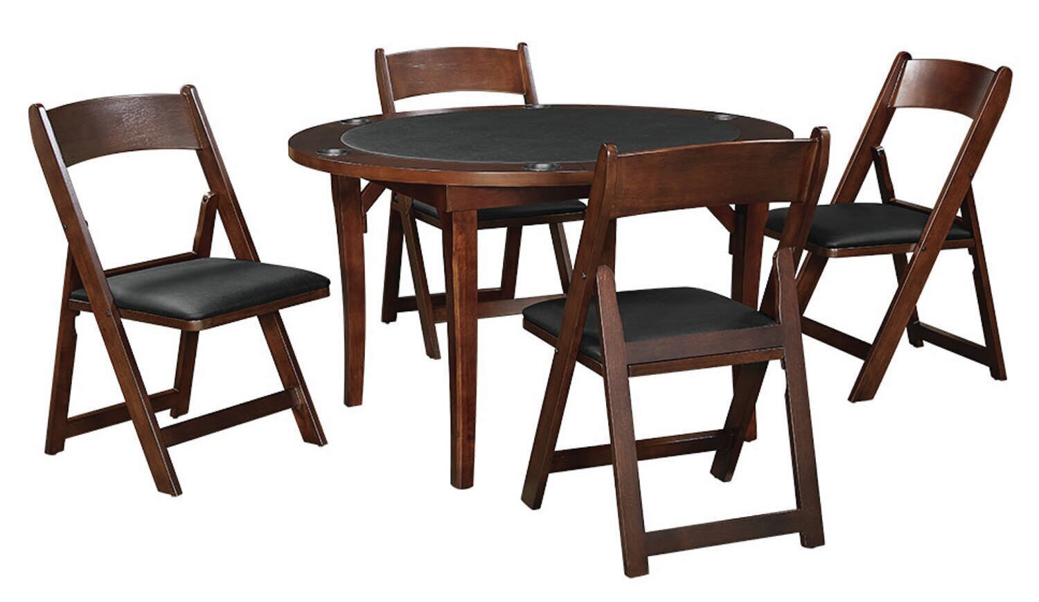Cappuccino Round Game Table With Fold Away Chairs 