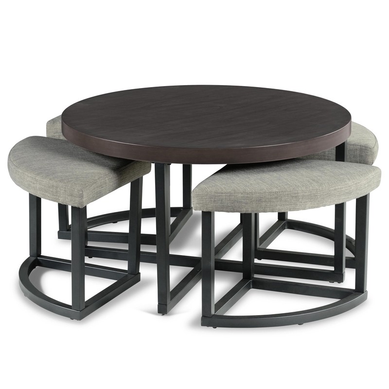 Carloz Cross Legs Coffee Table with Stools