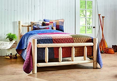 CASTLECREEK Cedar Log Queen Bed with Headboard and Footboard, Rustic Natural Unfinished Wooden Bed Frames