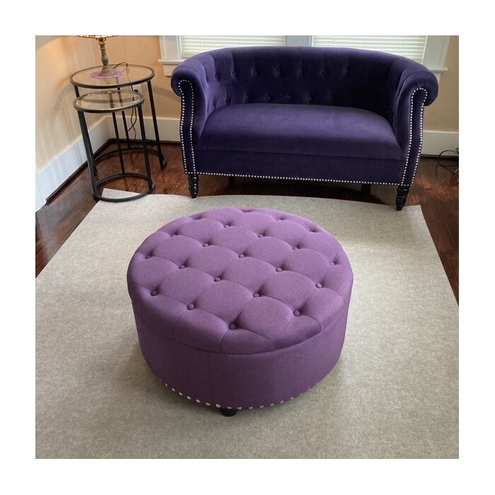 Champlain 30'' Wide Tufted Round Storage Ottoman with Storage