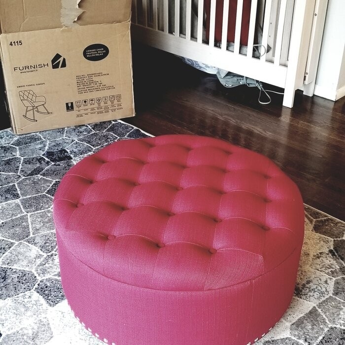 Champlain 30'' Wide Tufted Round Storage Ottoman with Storage
