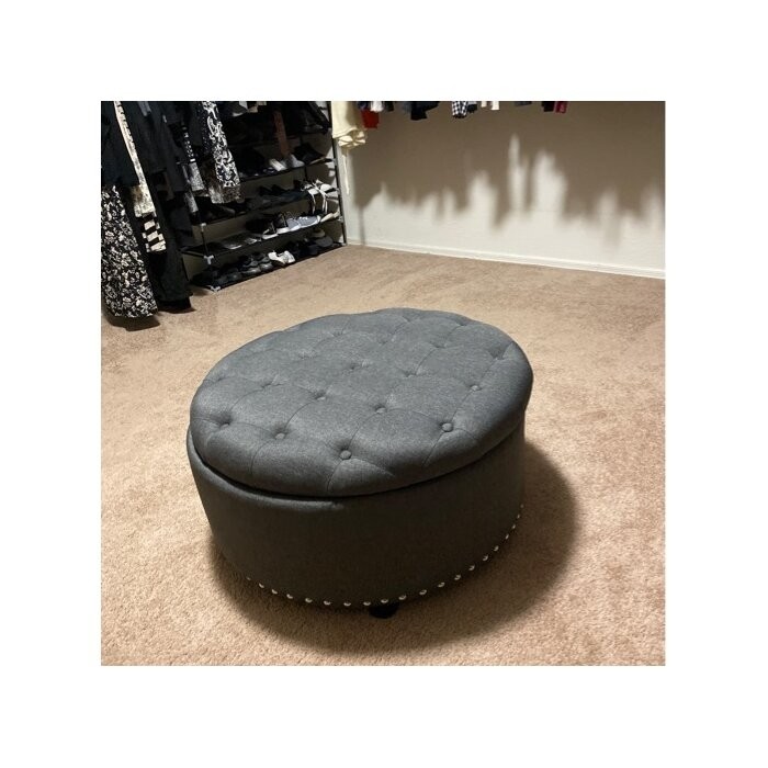 Champlain 30'' Wide Tufted Round Storage Ottoman with Storage