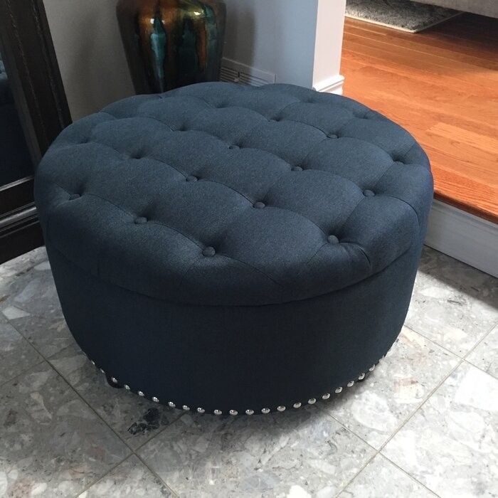 Champlain 30'' Wide Tufted Round Storage Ottoman with Storage