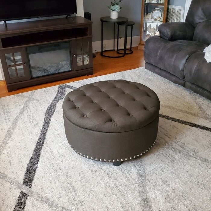 Champlain 30'' Wide Tufted Round Storage Ottoman with Storage