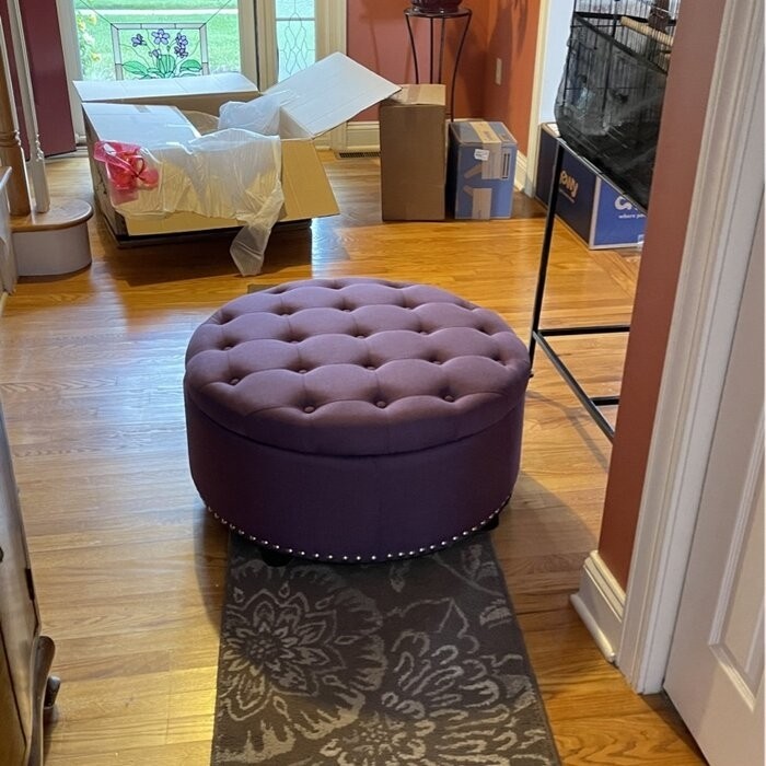 Champlain 30'' Wide Tufted Round Storage Ottoman with Storage
