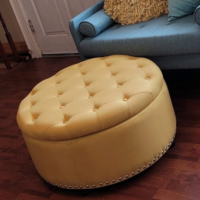 Champlain 30'' Wide Tufted Round Storage Ottoman with Storage