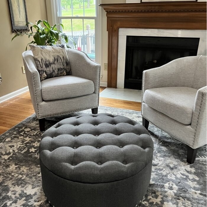 Champlain 30'' Wide Tufted Round Storage Ottoman with Storage