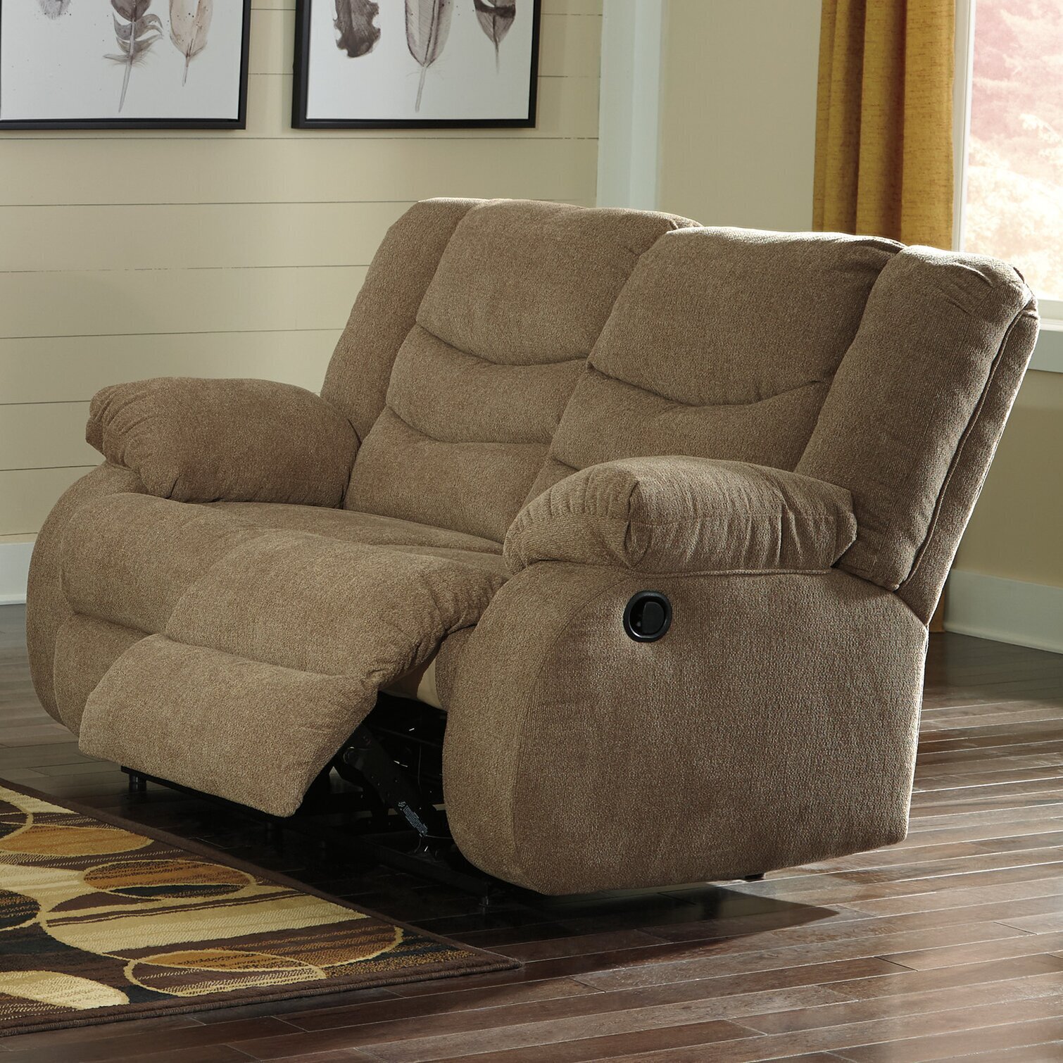 Chenille Small Sofa with Recliner