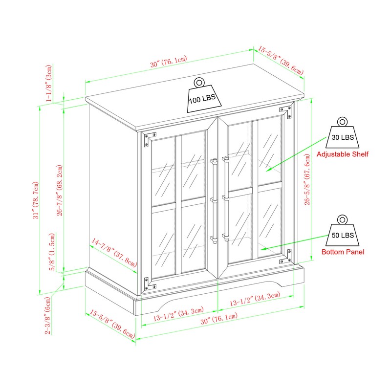 Chesterfield 31'' Tall 2 - Door Accent Cabinet
