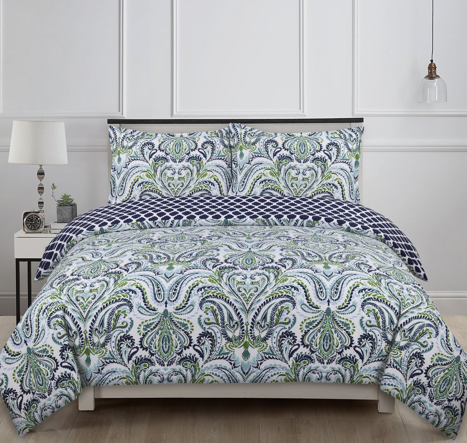Classy Navy Blue and Green Bedding