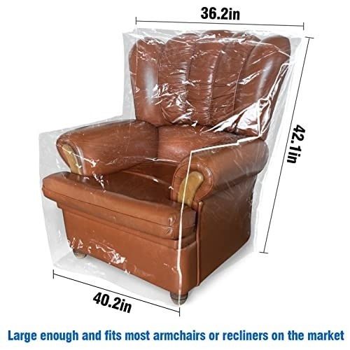 Clear Armchair Plastic Cover- Heavy Duty Recliner Plastic Cover Thickened to 1.5mm PVC Armchair Plastic Slipcover Recliner Plastic Slipcover Waterproof Dustproof Resistant to Cat Dog Pet Scratching