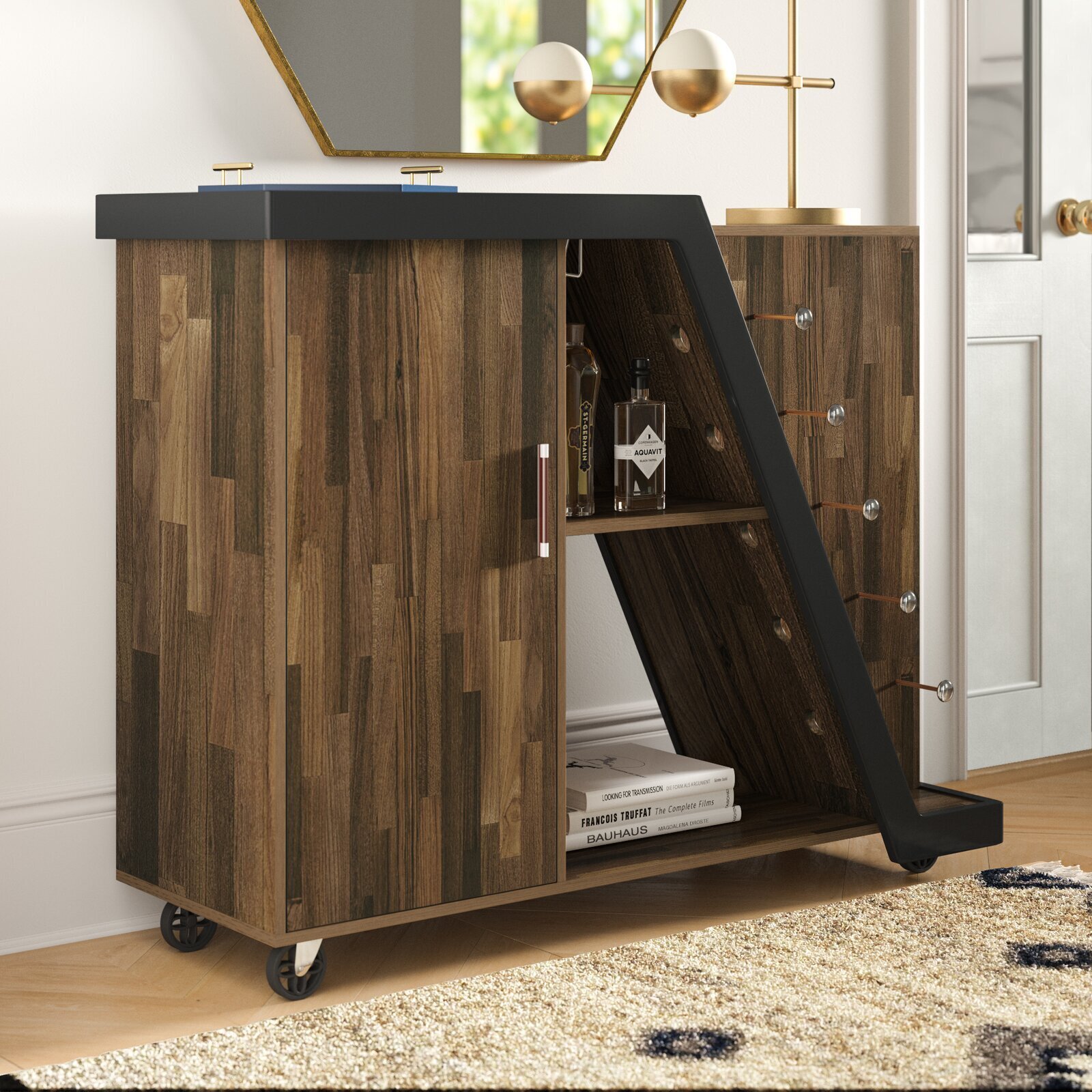 Contemporary Bar Cabinet With Wheels