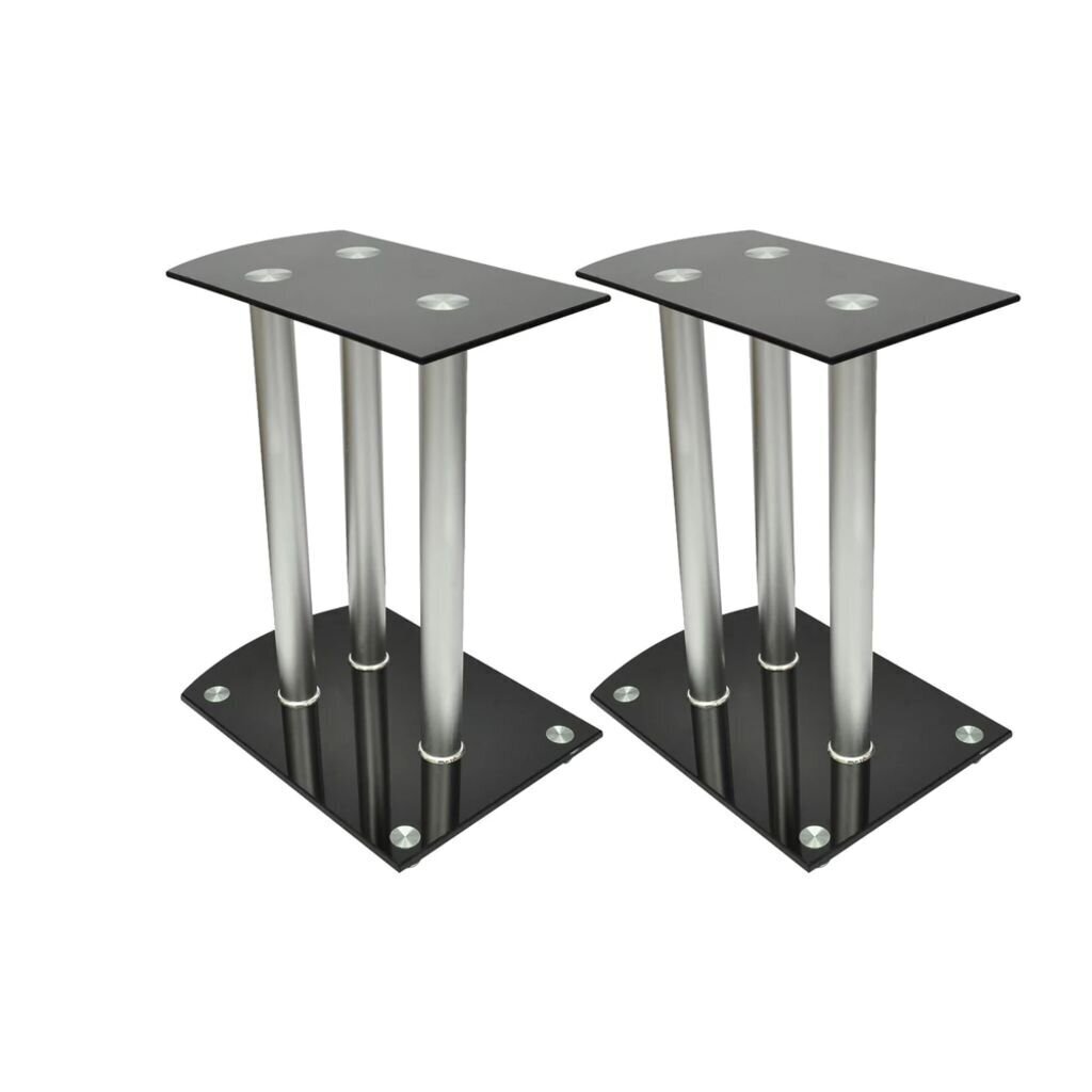 Contemporary Glass & Metal Floorstanding Speaker Stands 