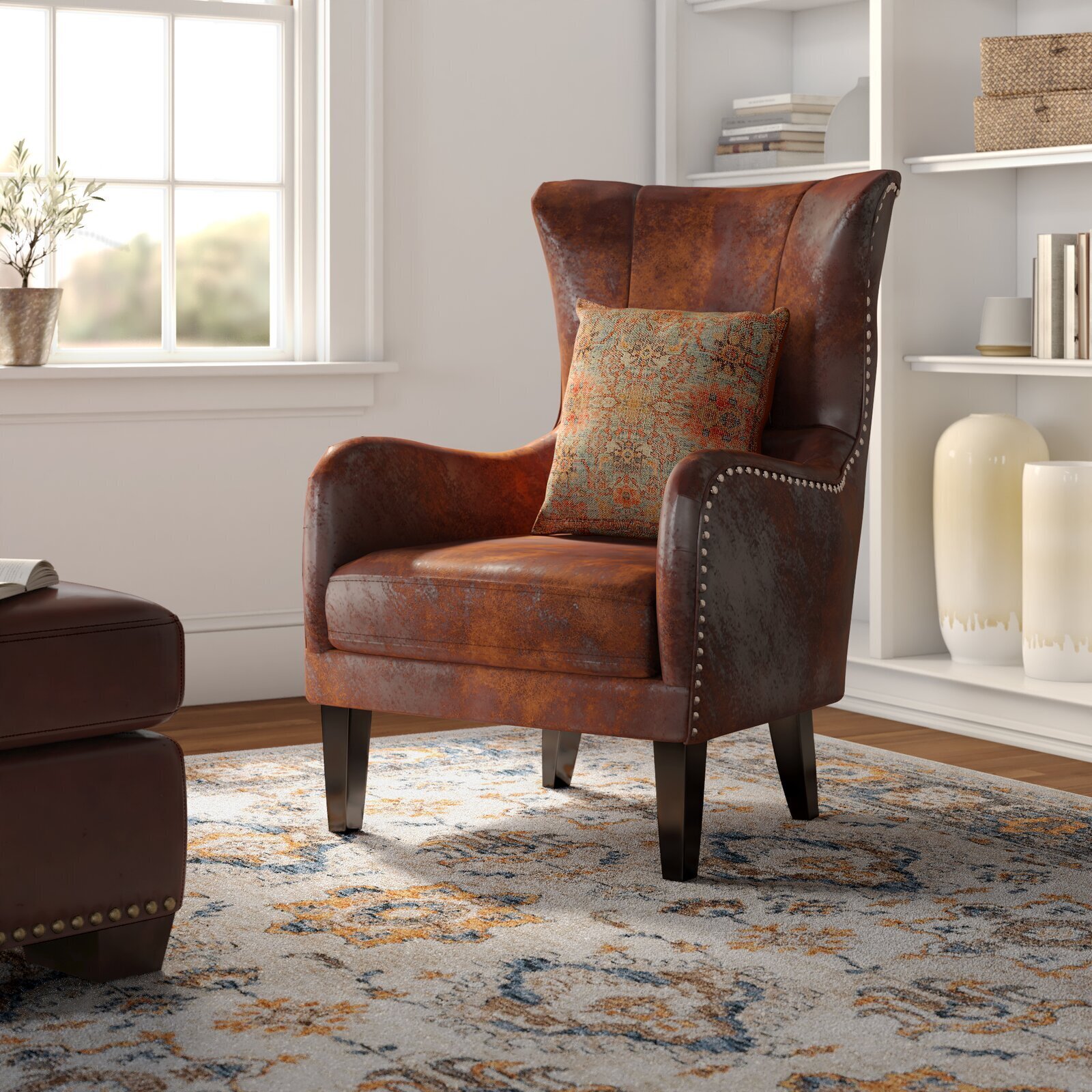Contemporary High Back Wing Chair