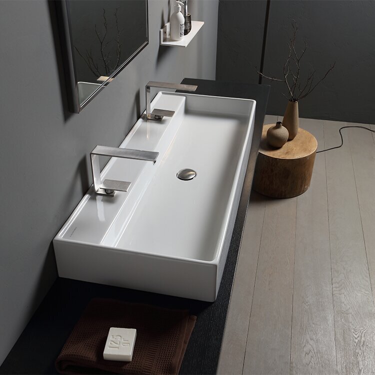 Contemporary Wall Mounted Trough Sink