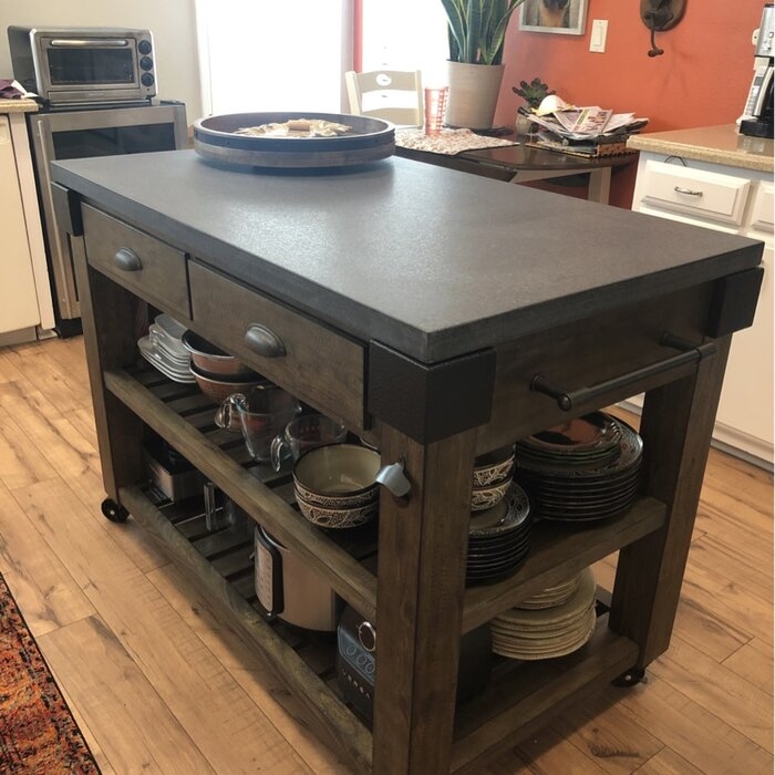 Cordova 50'' Wide Rolling Kitchen Island with Granite Top