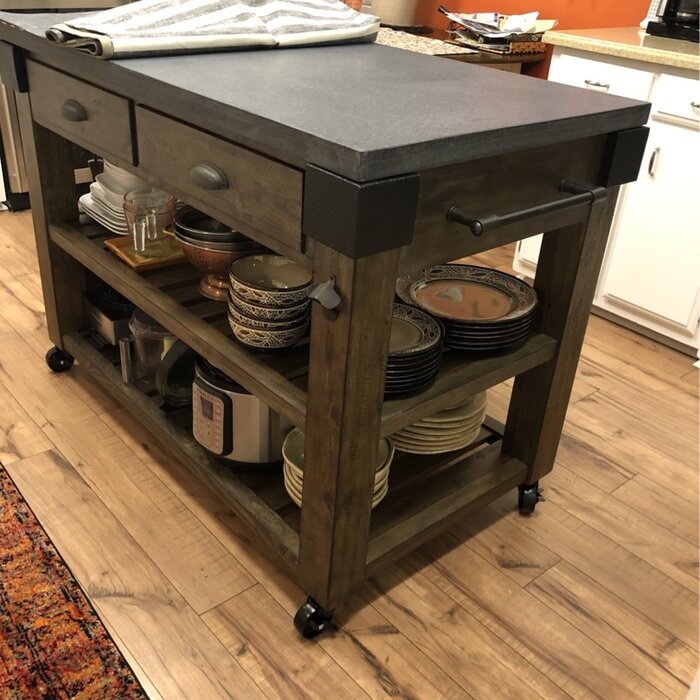 Cordova 50'' Wide Rolling Kitchen Island with Granite Top