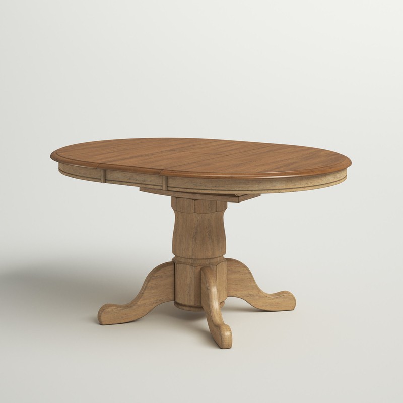 Courtdale Butterfly Leaf Solid Wood Pedestal Dining Table