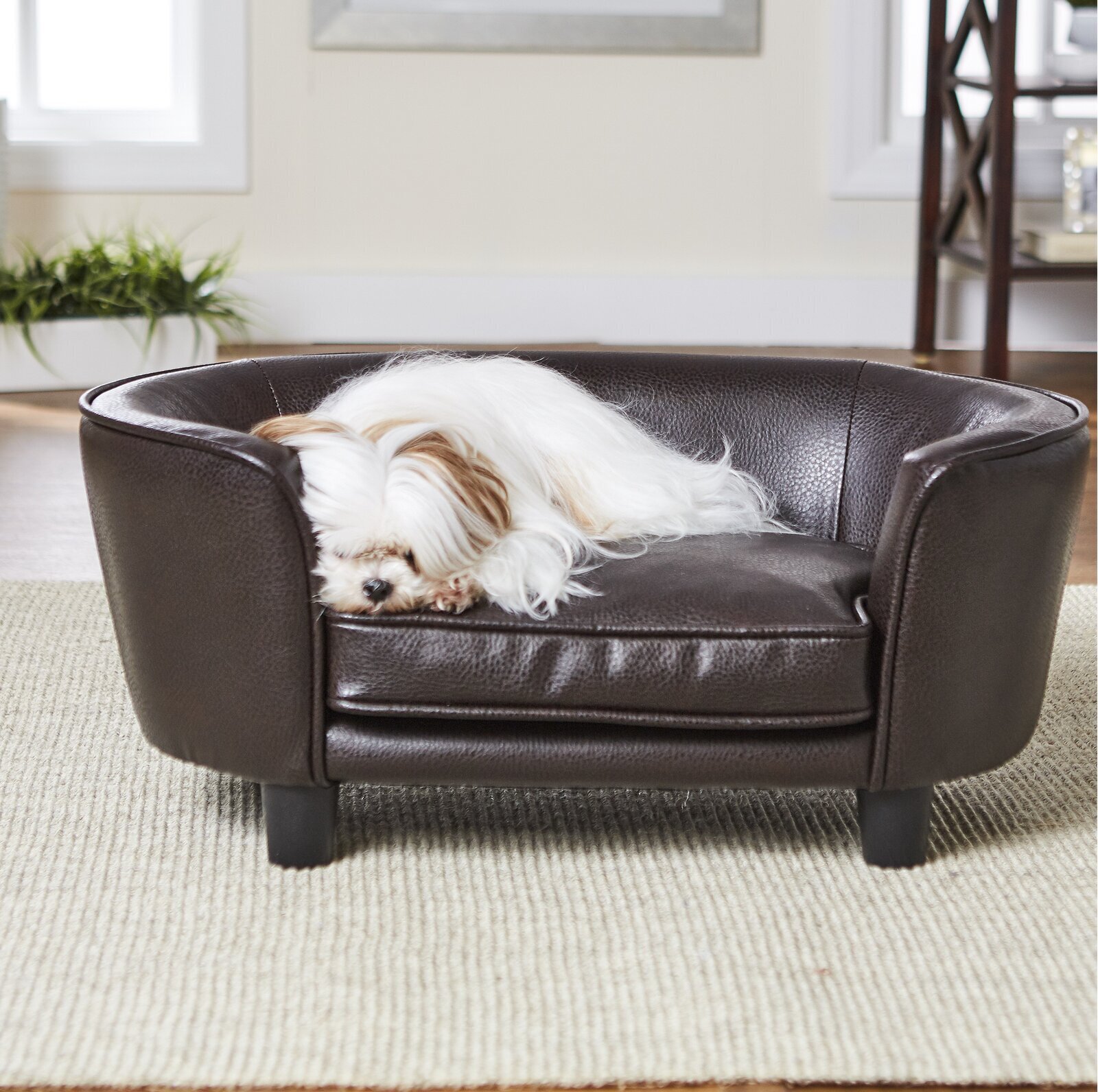 Cozy contoured leatherette dog bed