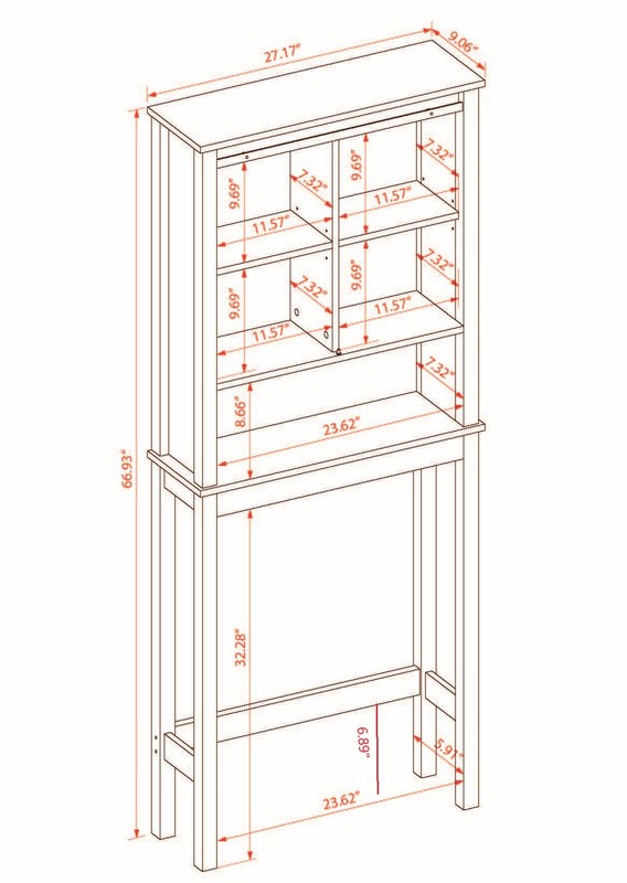 Craddock 27.2'' W x 66.9'' H x 9.1'' D Over-The-Toilet Storage