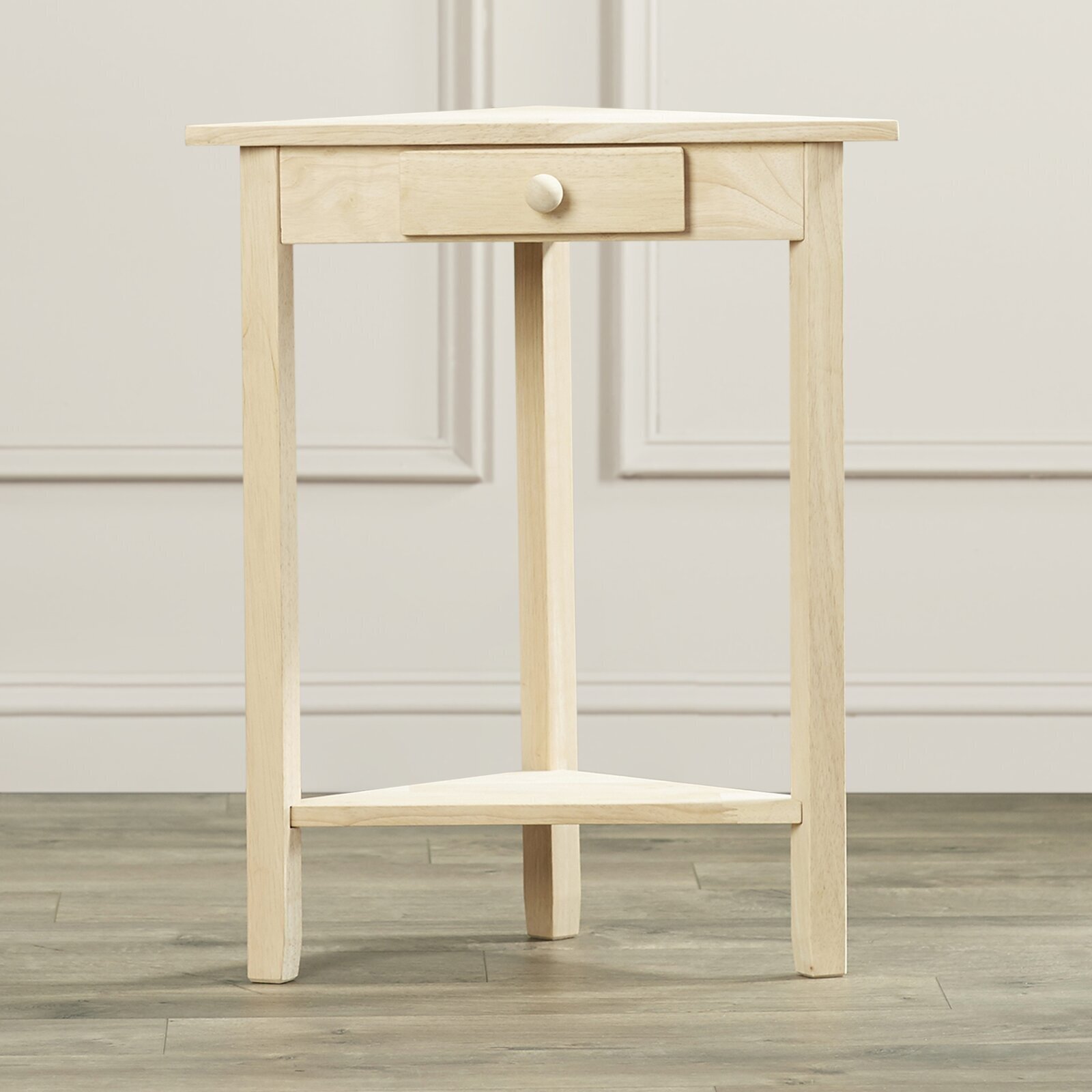 Cream Solid Wood Table With Tiny Drawer 