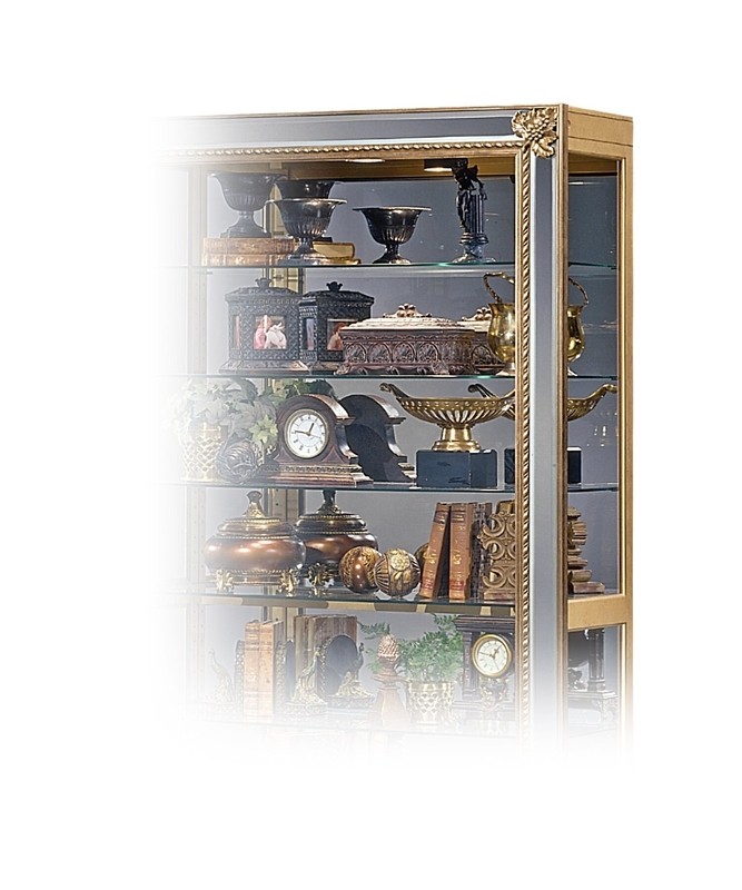 Creekside 43'' Wide Solid Wood Mirrored Back Curio Cabinet with Lighting
