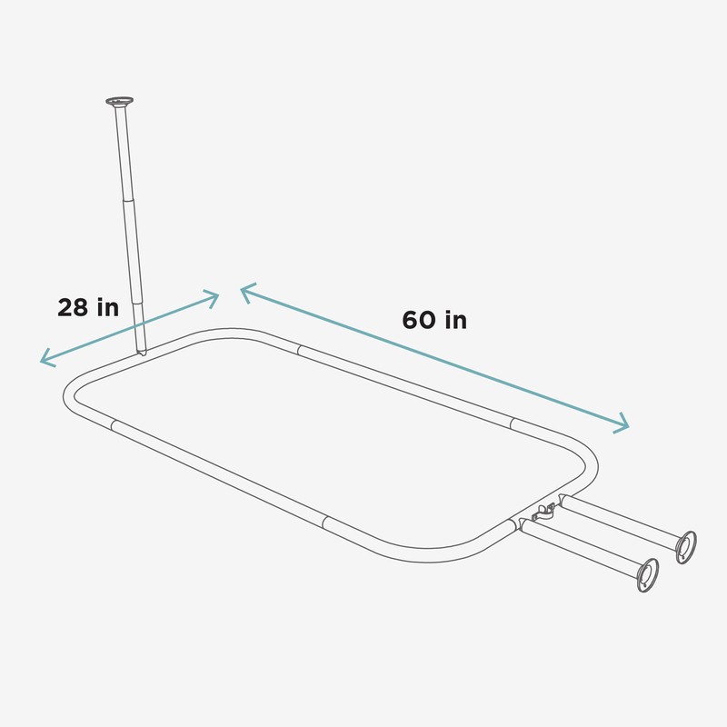 D-Shaped Fixed Shower Curtain Rod