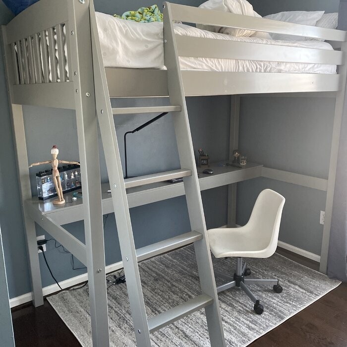 Daylin Solid Wood Platform Loft Bed with Built-in-Desk by Harriet Bee