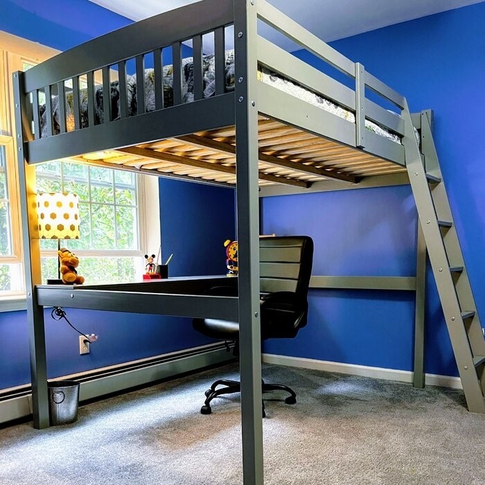 Daylin Solid Wood Platform Loft Bed with Built-in-Desk by Harriet Bee