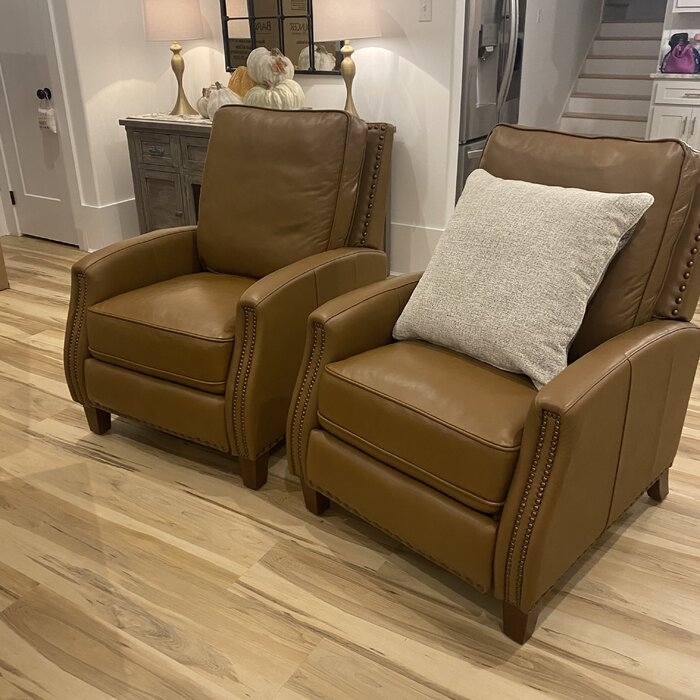 Transitional Style Leather Mission Style Recliner Foter