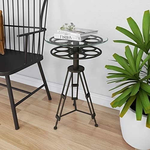 Deco 79 51652 Metal Glass Accent Table, 25" x 15", Brown