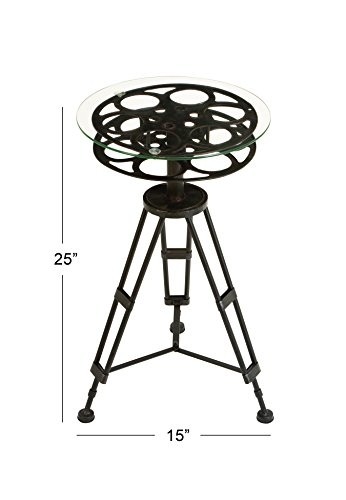 Deco 79 51652 Metal Glass Accent Table, 25" x 15", Brown