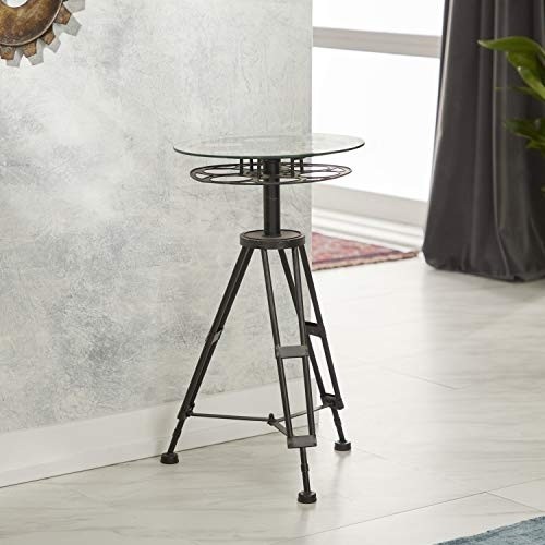 Deco 79 51652 Metal Glass Accent Table, 25" x 15", Brown