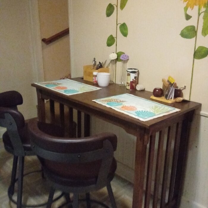 Deewan Counter Height 48'' Solid Wood Dining Table